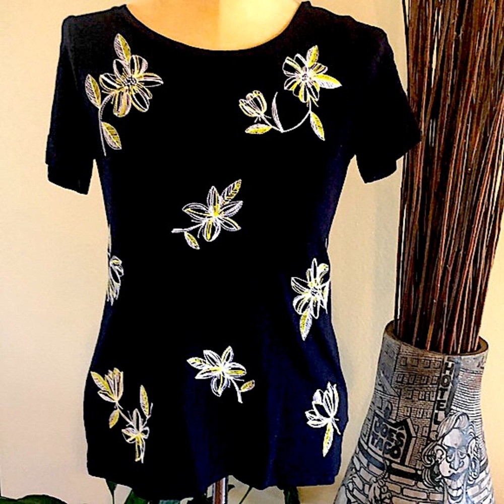 Talbots Embroidered Floral T-Shirt